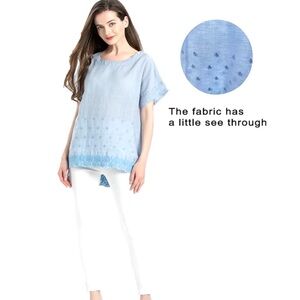 ❗️Minibee 100% Linen Blue Women's Tunic Top MSRP $98!